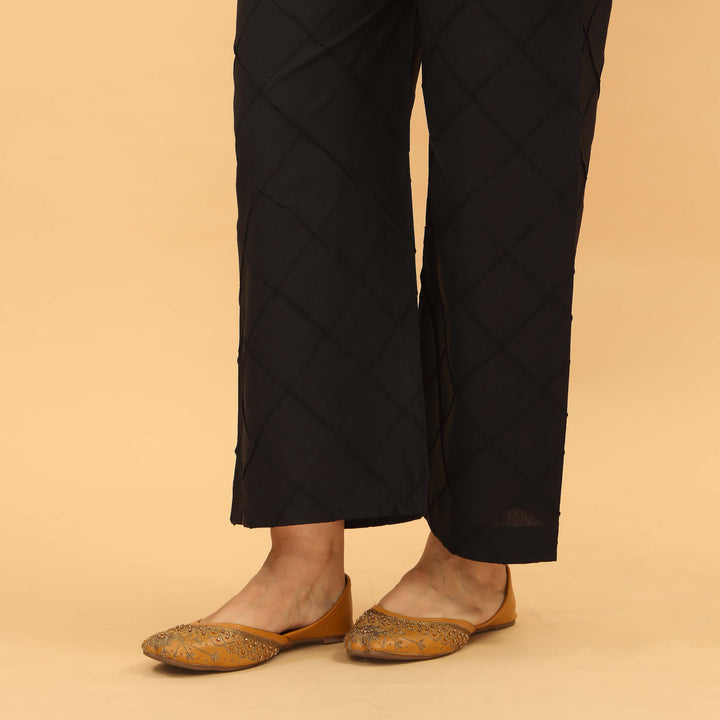 Black Straight Fit Embellished Trouser PL5031