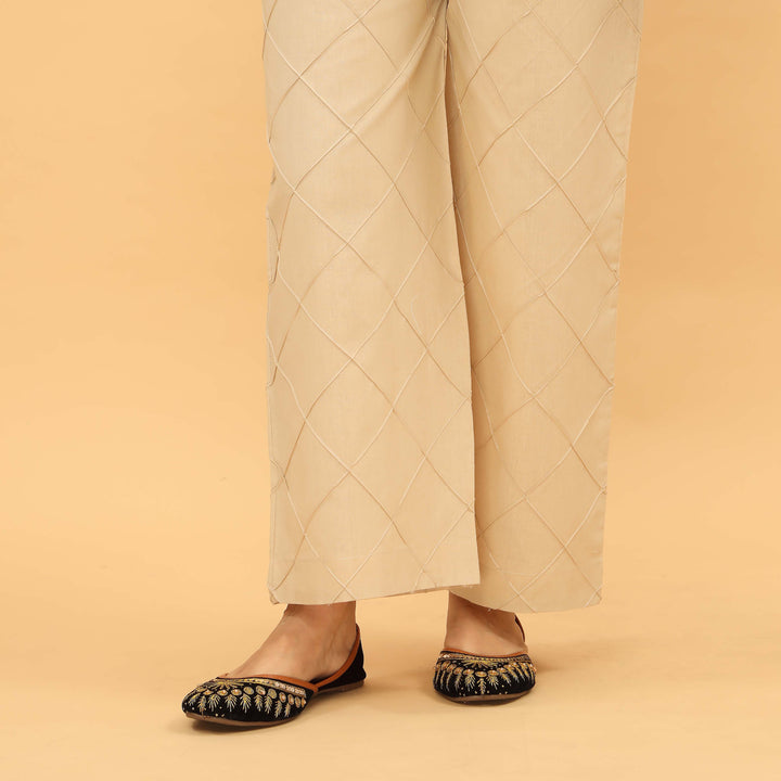 Beige Straight Fit Embellished Trouser PL5033