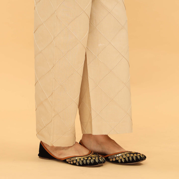 Beige Straight Fit Embellished Trouser PL5033