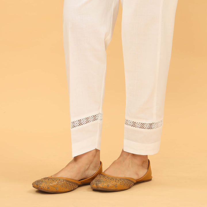 White Slim Fit Plain Trouser PL5040