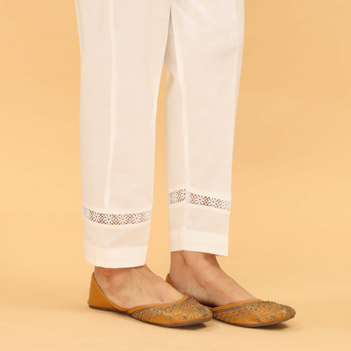 White Slim Fit Plain Trouser PL5040