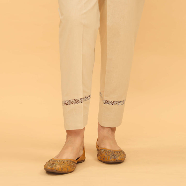 Beige Slim Fit Plain Trouser PL5041