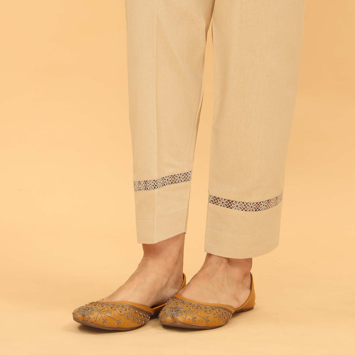 Beige Slim Fit Plain Trouser PL5041