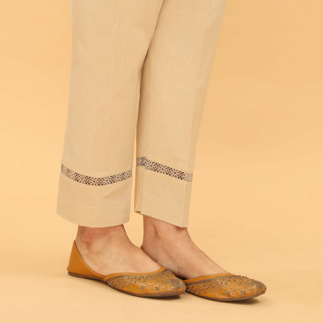 Beige Slim Fit Plain Trouser PL5041