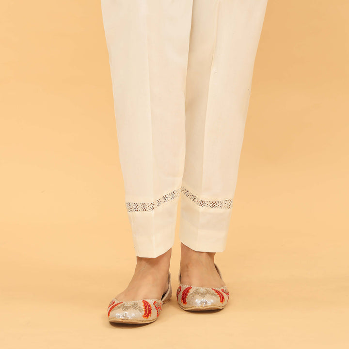Cream Slim Fit Plain Trouser PL5042