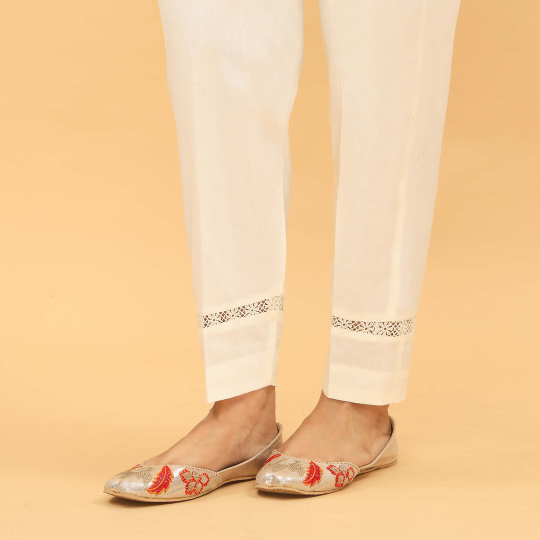 Cream Slim Fit Plain Trouser PL5042