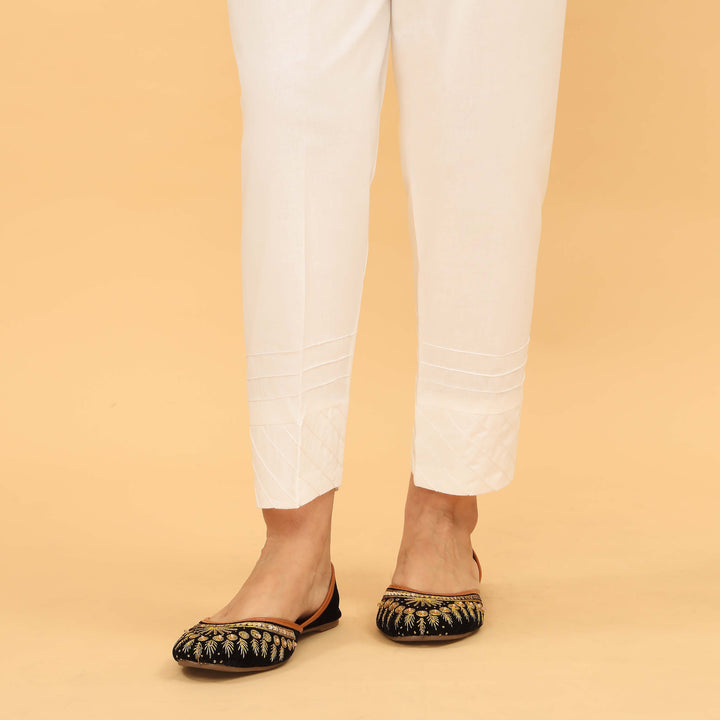 White Slim Fit Plain Trouser PL5044
