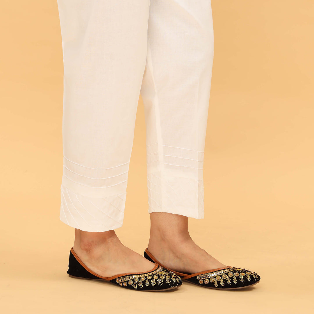 White Slim Fit Plain Trouser PL5044