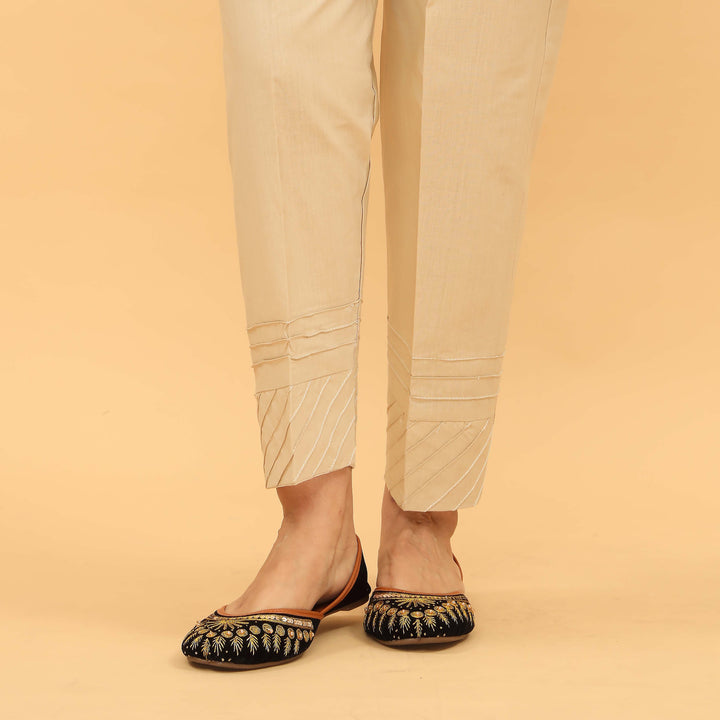 Beige Slim Fit Plain Trouser PL5045