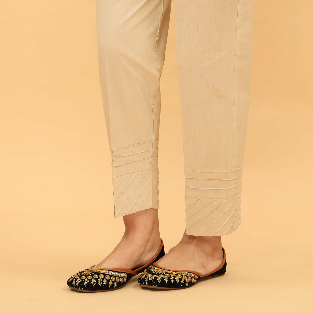 Beige Slim Fit Plain Trouser PL5045