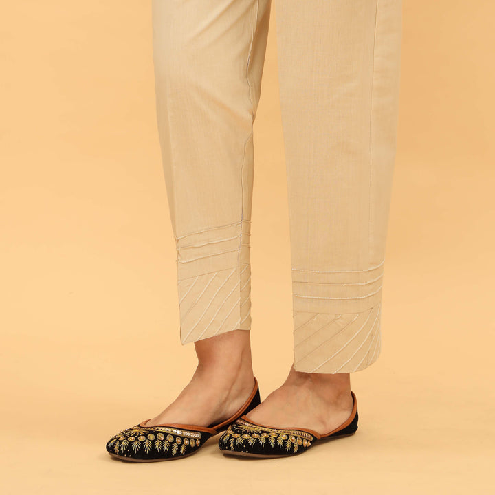 Beige Slim Fit Plain Trouser PL5045