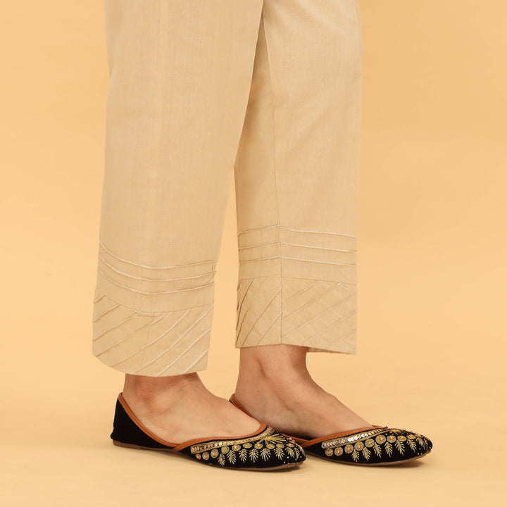 Beige Slim Fit Plain Trouser PL5045