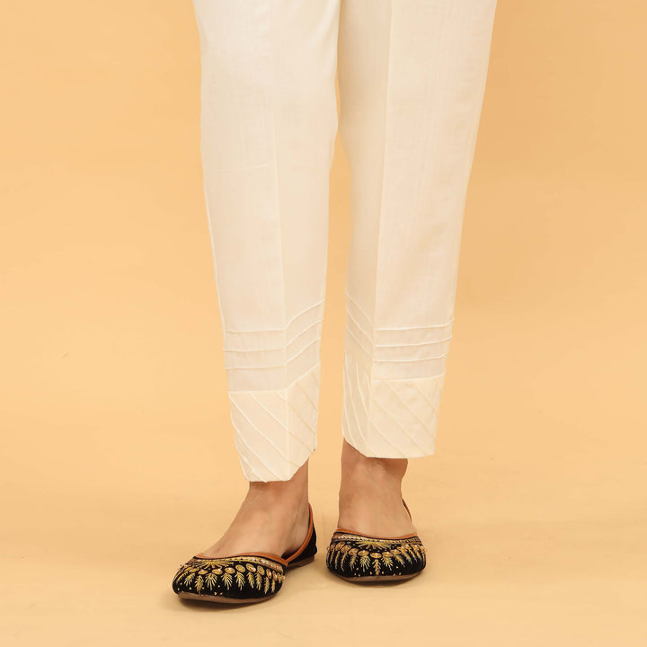 Cream Slim Fit Plain Trouser PL5046