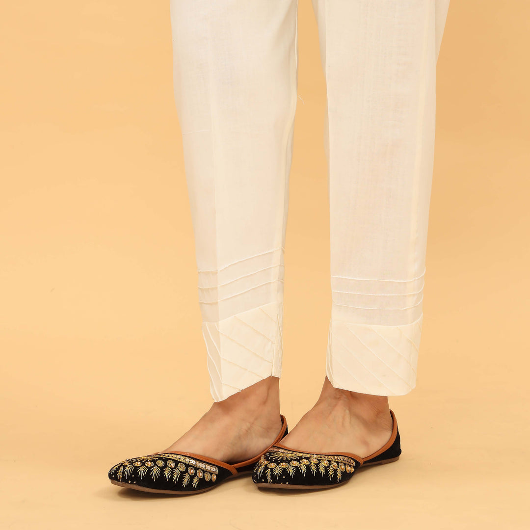 Cream Slim Fit Plain Trouser PL5046