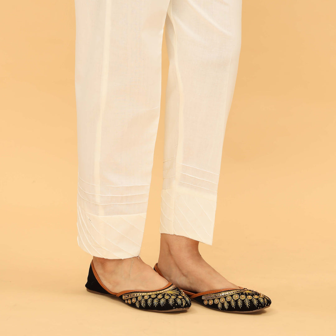 Cream Slim Fit Plain Trouser PL5046
