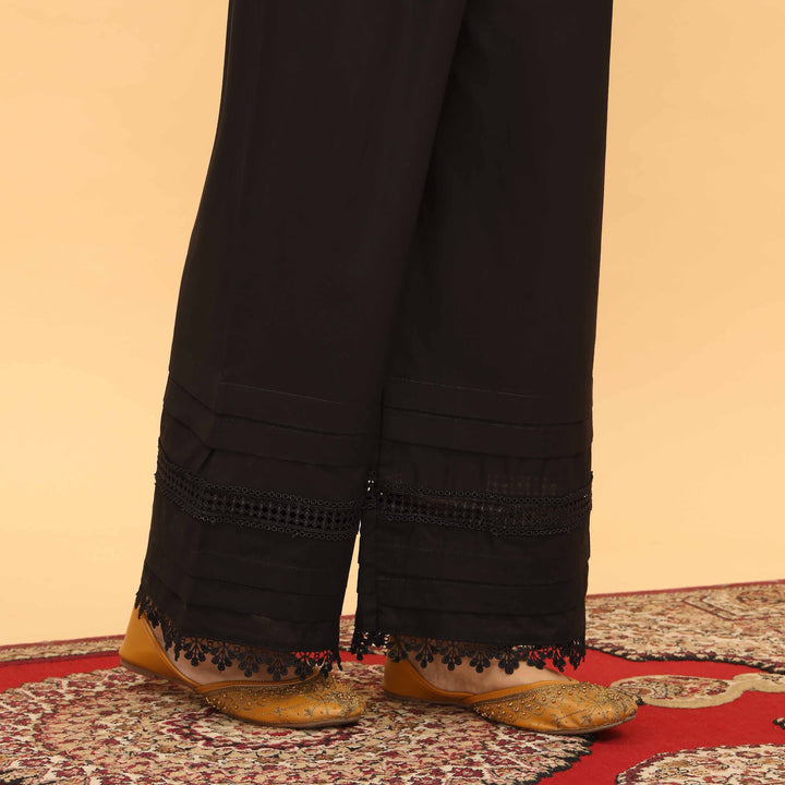 Black Straight Fit Embellished Trouser PL5050