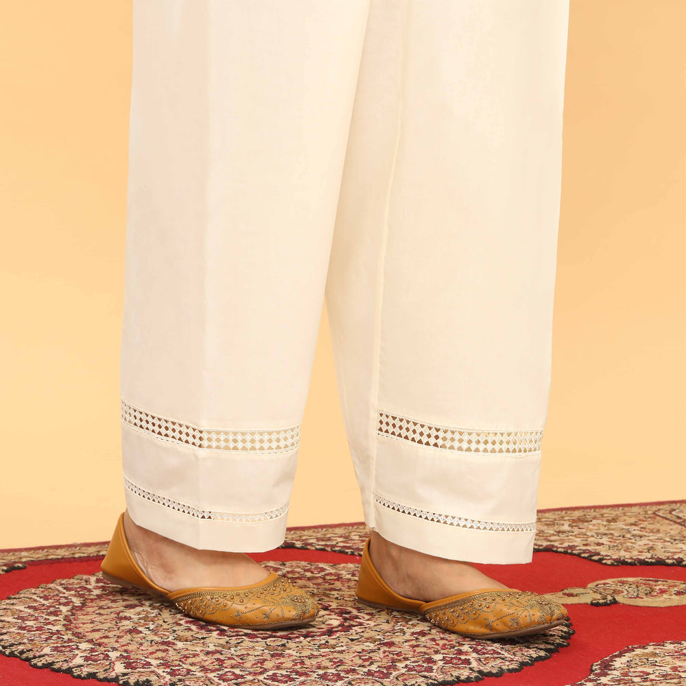 Cream Straight Fit Embellished Trouser PL5061
