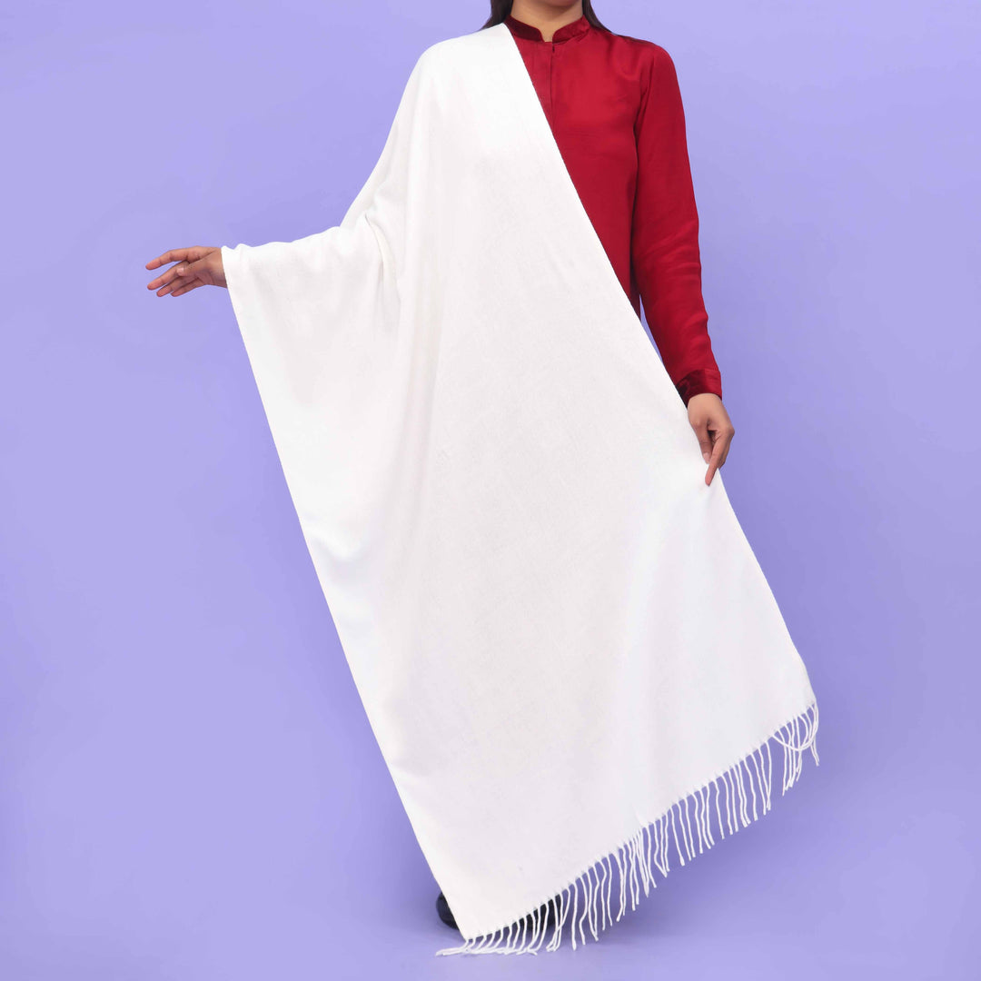 White Acrylic Winter Shawl PN4221