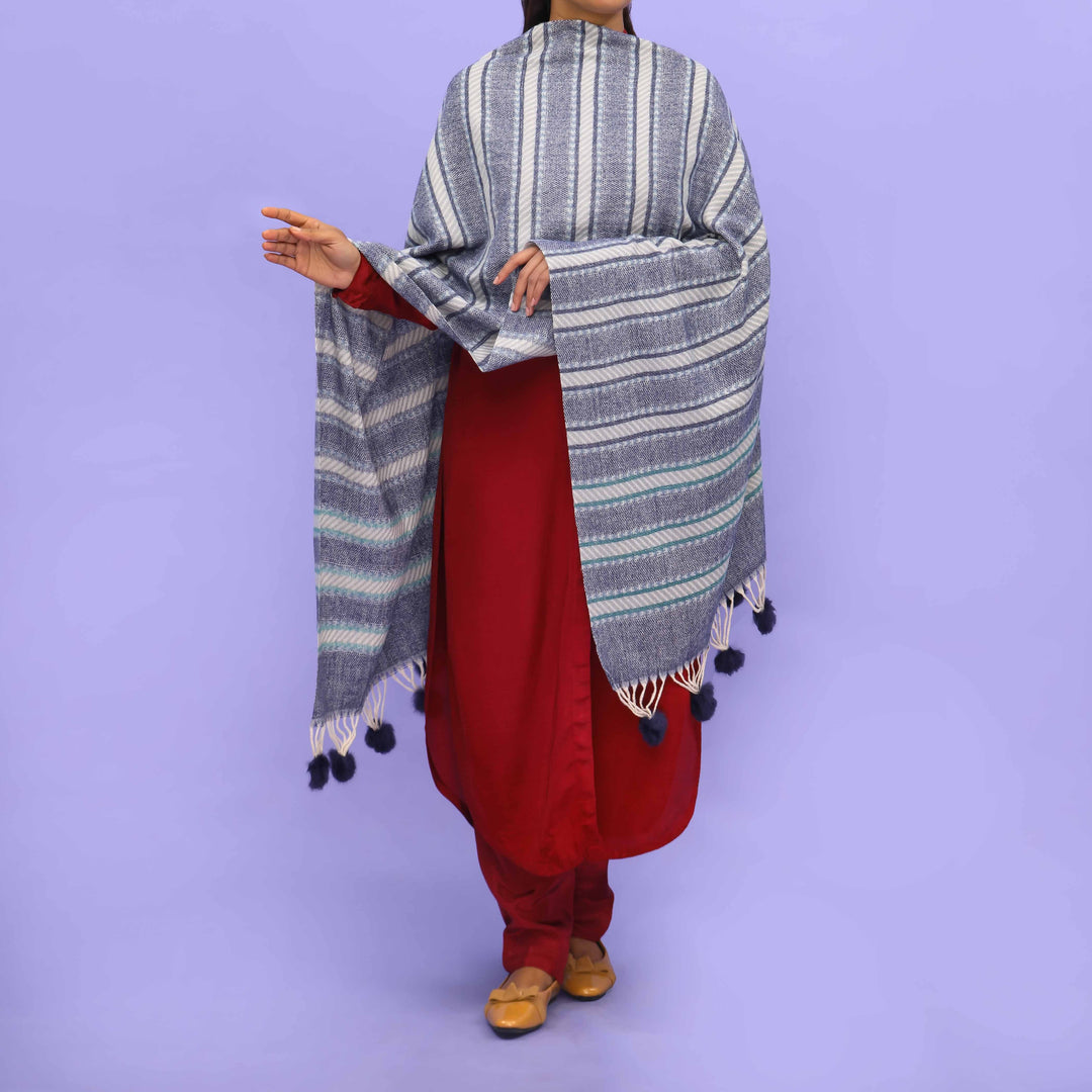 Blue Acrylic Winter Shawl PN4242