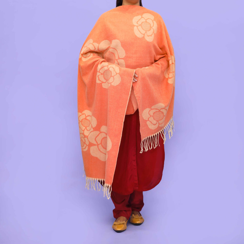 Orange Acrylic Winter Shawl PN4282