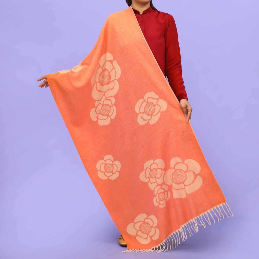 Orange Acrylic Winter Shawl PN4282