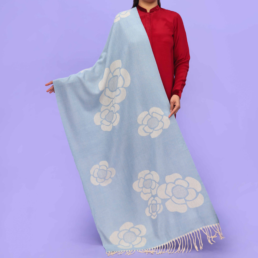 Sky Blue Acrylic Winter Shawl PN4287