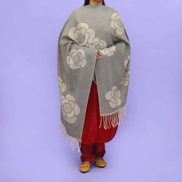 Grey Acrylic Winter Shawl PN4288