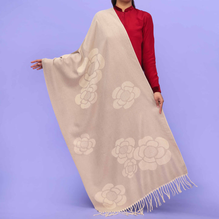 Cream Acrylic Winter Shawl PN4289