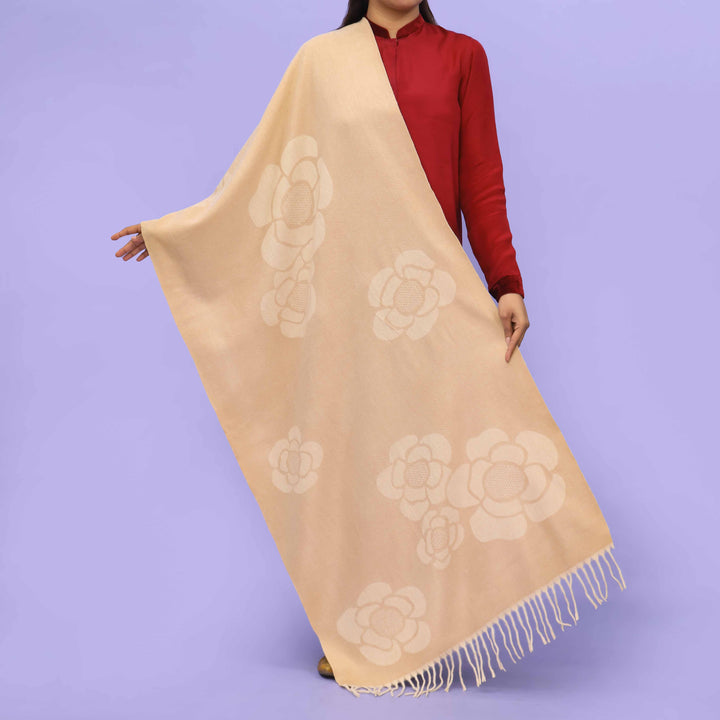 Beige Acrylic Winter Shawl PN4291