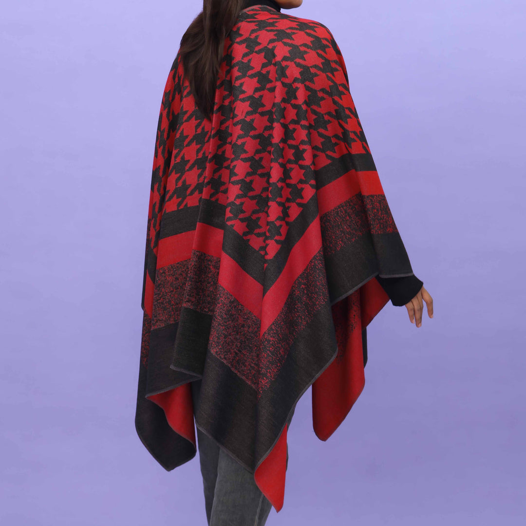 Red Winter Cape Shawl PN4705