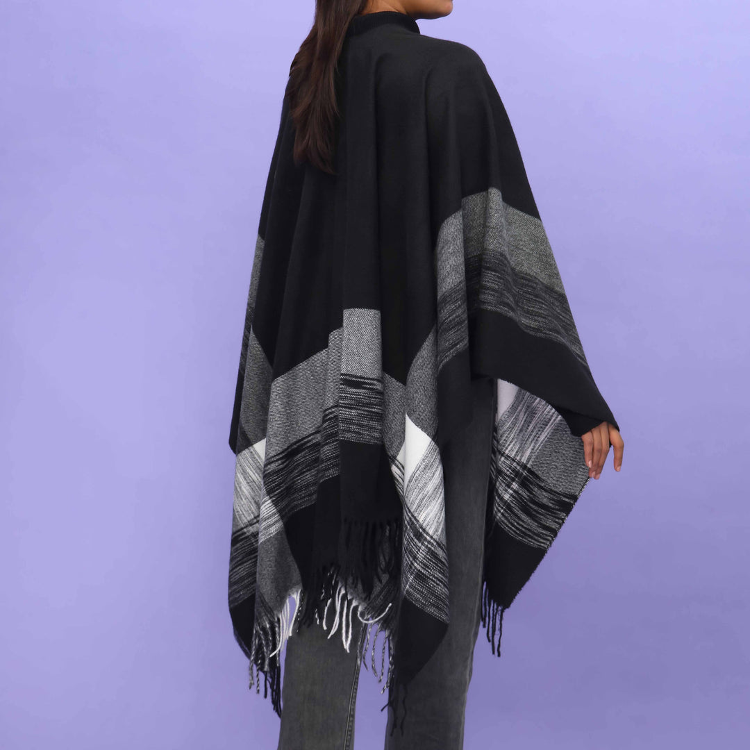 Black Winter Cape Shawl PN4706