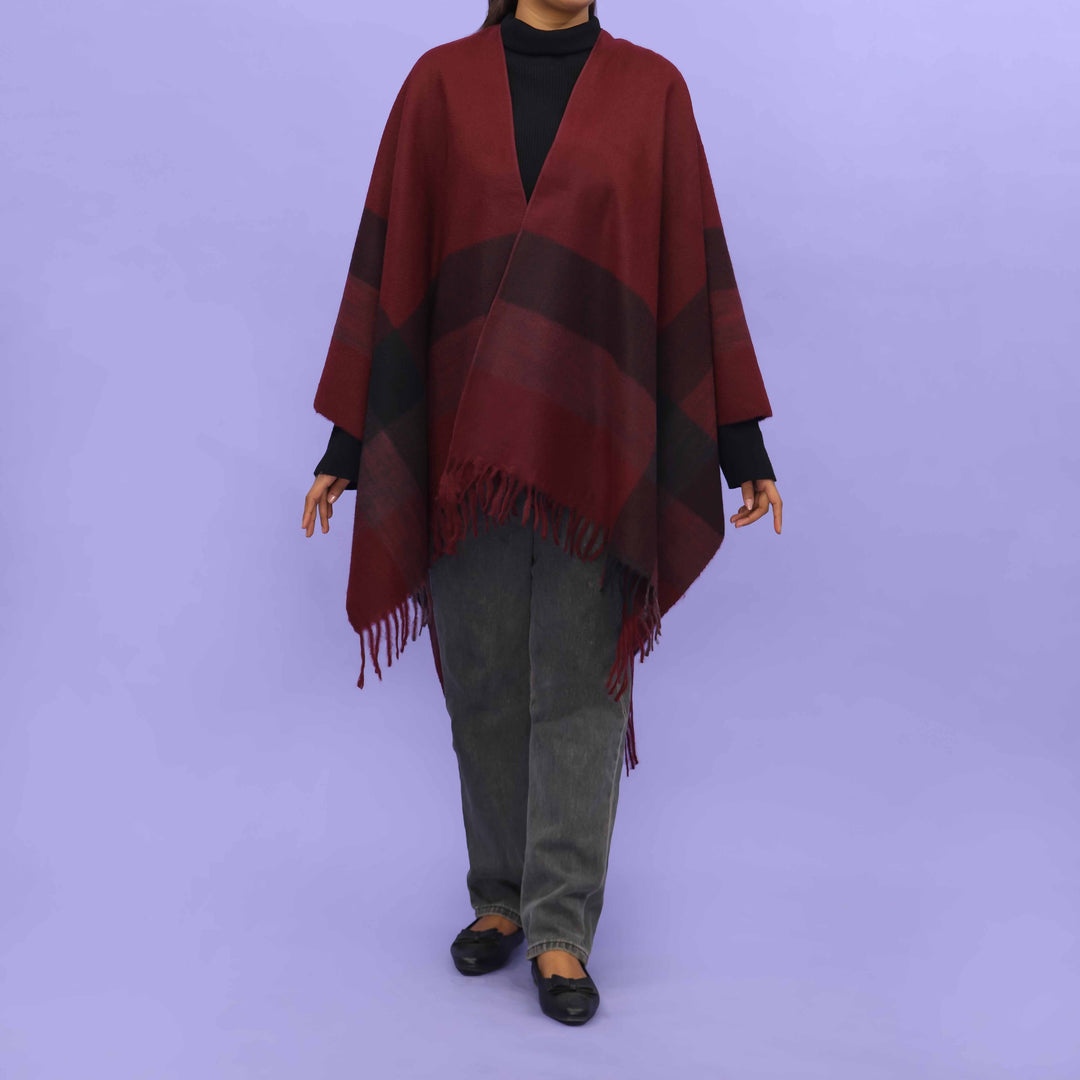 Maroon Winter Cape Shawl PN4709