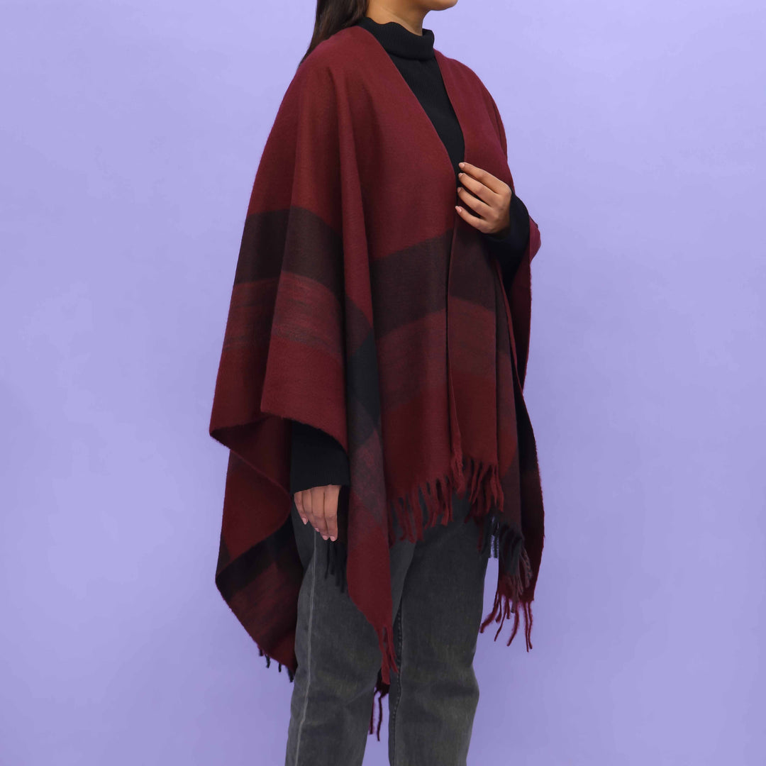 Maroon Winter Cape Shawl PN4709