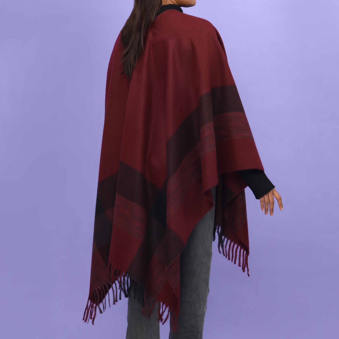 Maroon Winter Cape Shawl PN4709