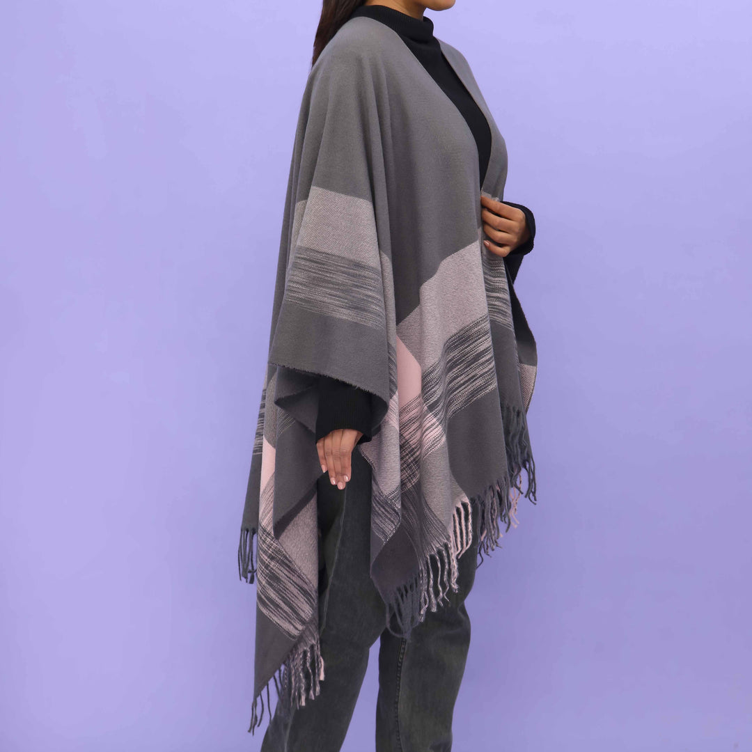 Grey Winter Cape Shawl PN4710