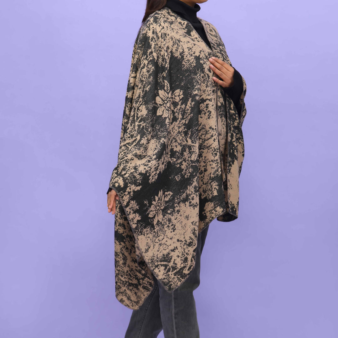 Khaki Winter Cape Shawl PN4716