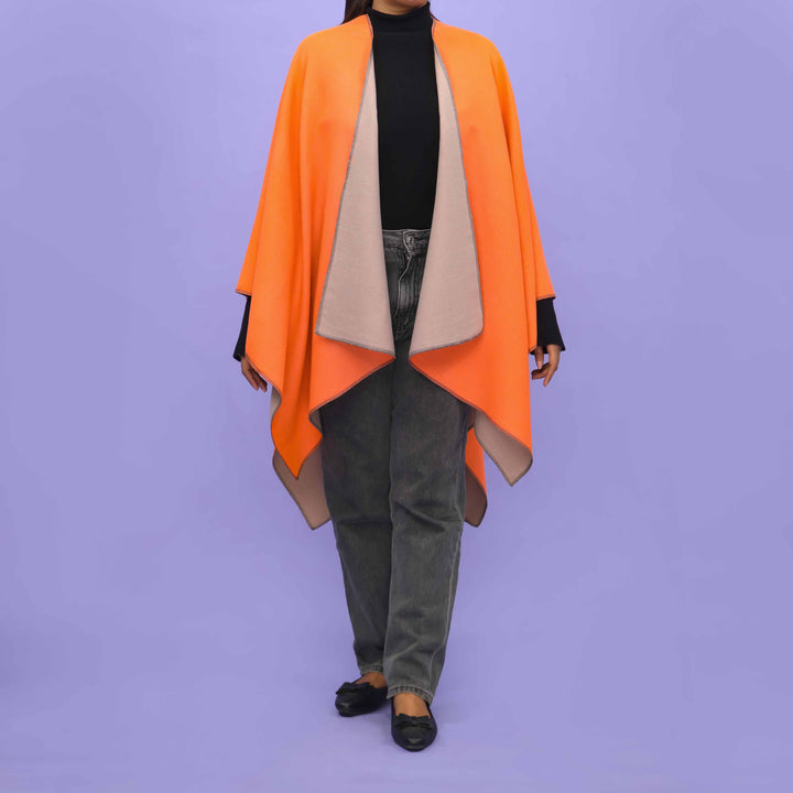 Orange Winter Cape Shawl PN4722