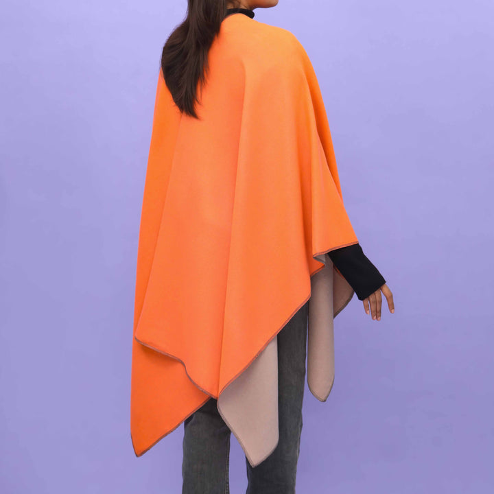 Orange Winter Cape Shawl PN4722