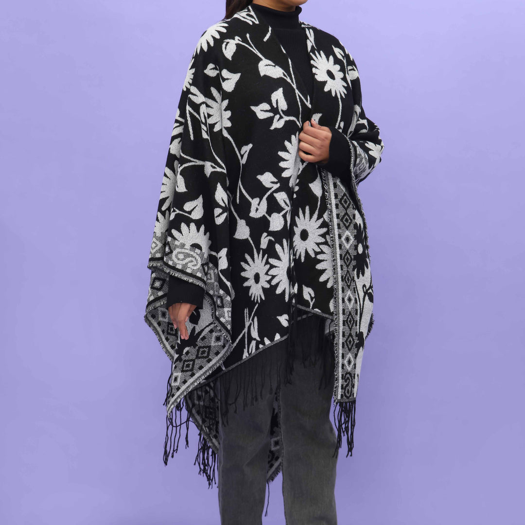 Black Winter Cape Shawl PN4724