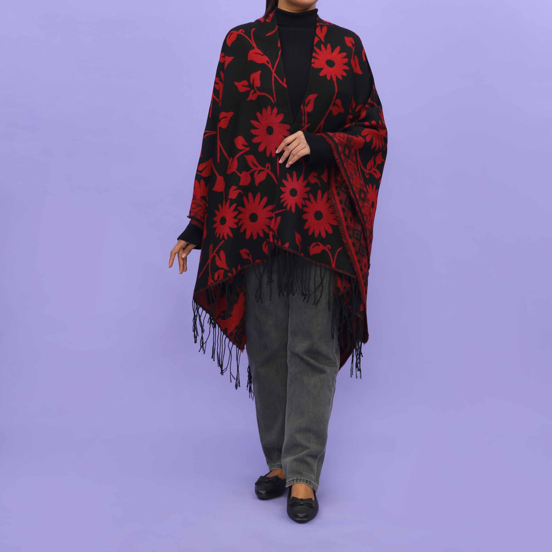 Maroon Winter Cape Shawl PN4725