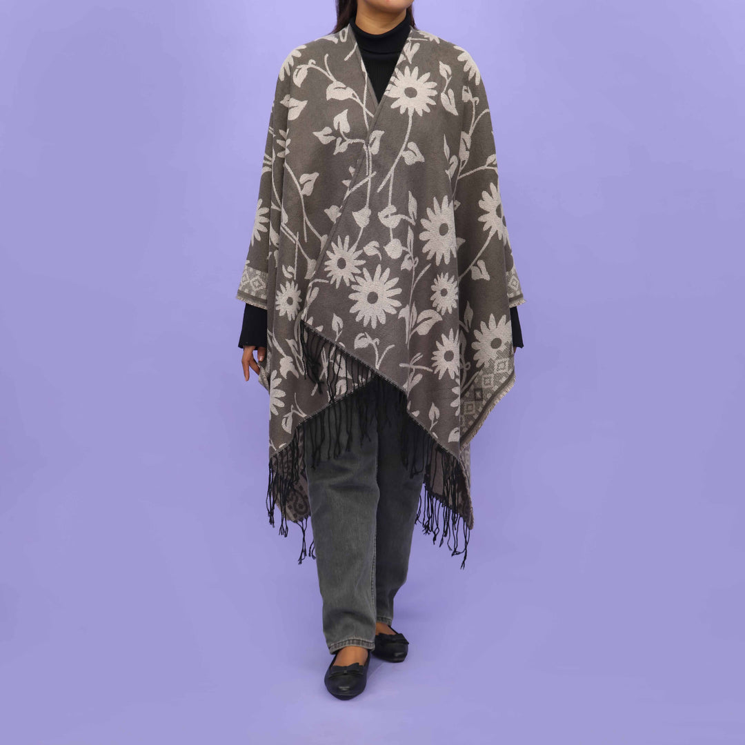 Khaki Winter Cape Shawl PN4727