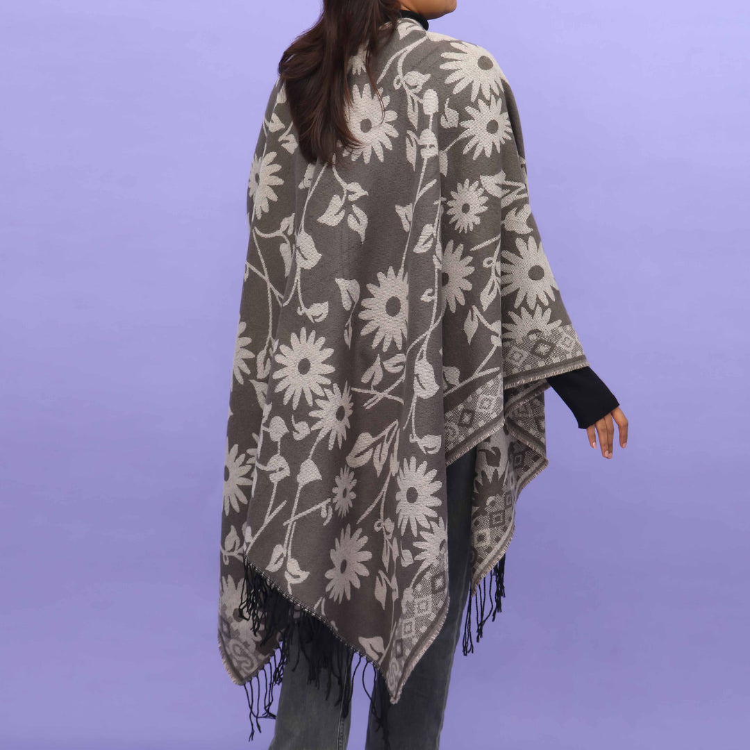 Khaki Winter Cape Shawl PN4727