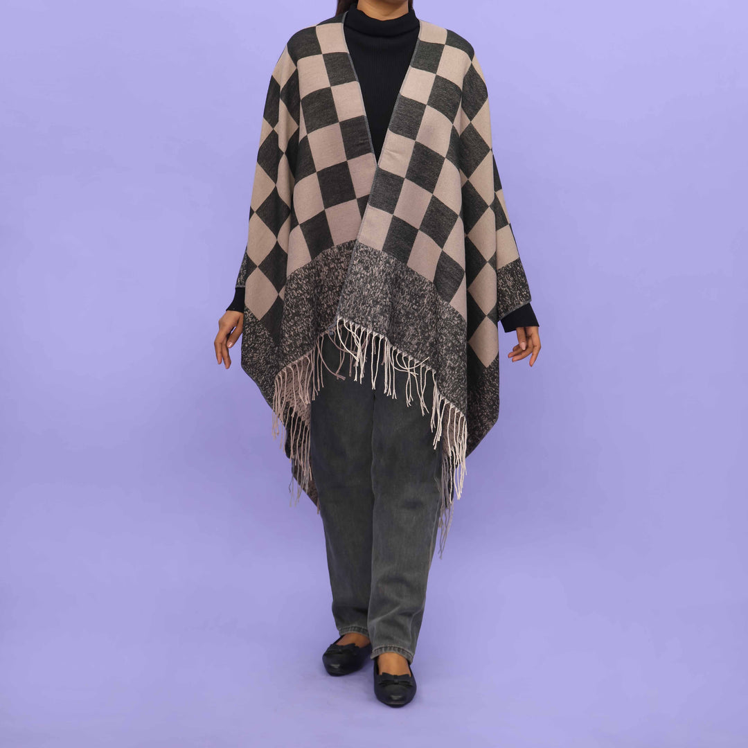 Grey Winter Cape Shawl PN4733