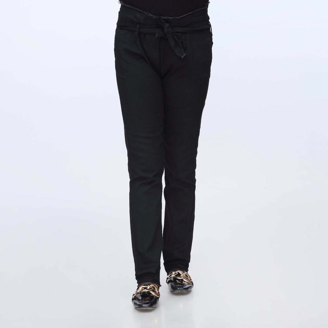 Black Belted Denim Pant PS1541