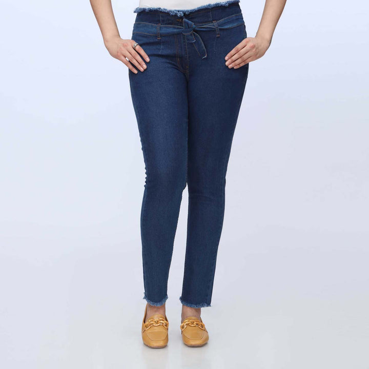 Blue Belted Denim Pant PS1541