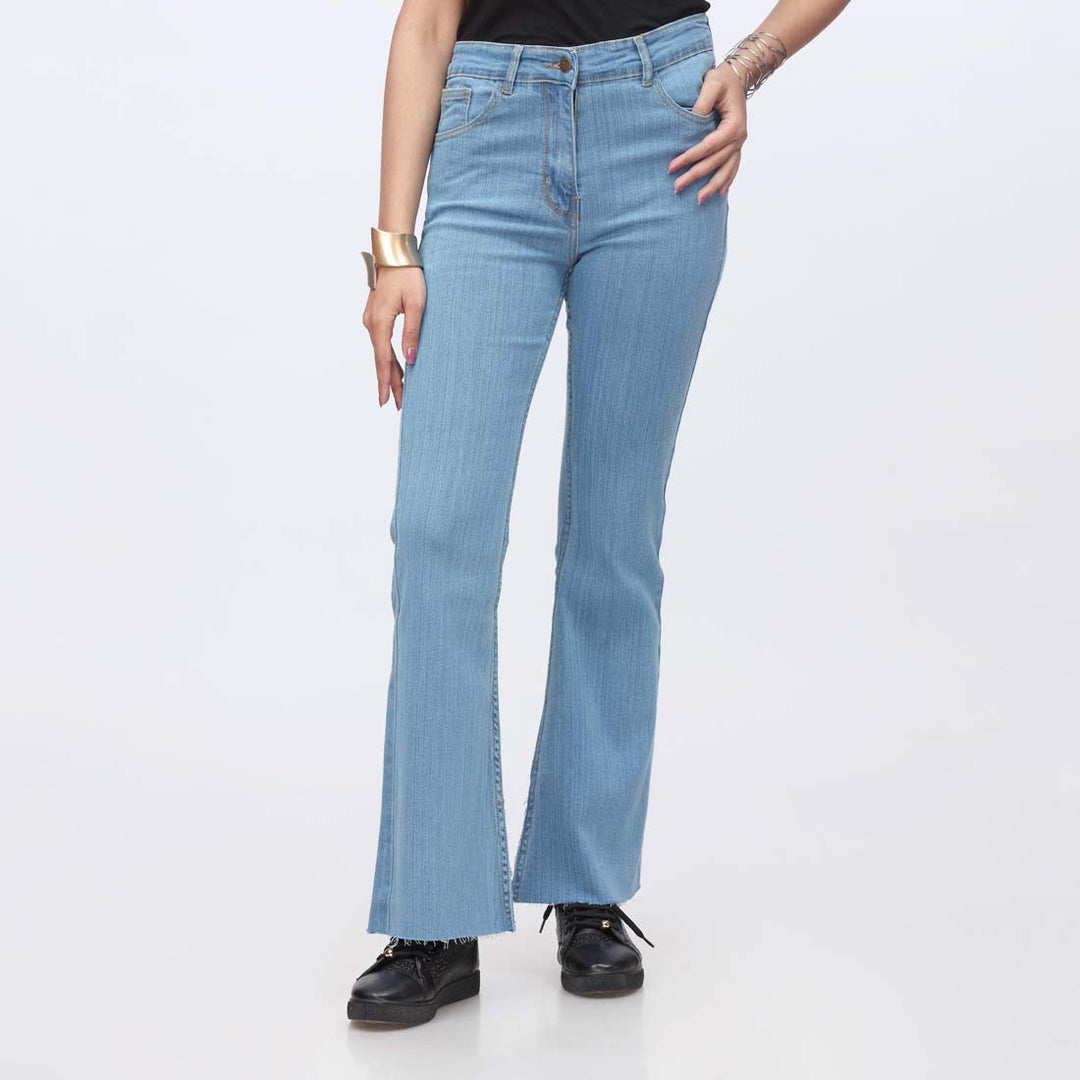 Sky Blue Bell Bottom Denim Pant PS1542