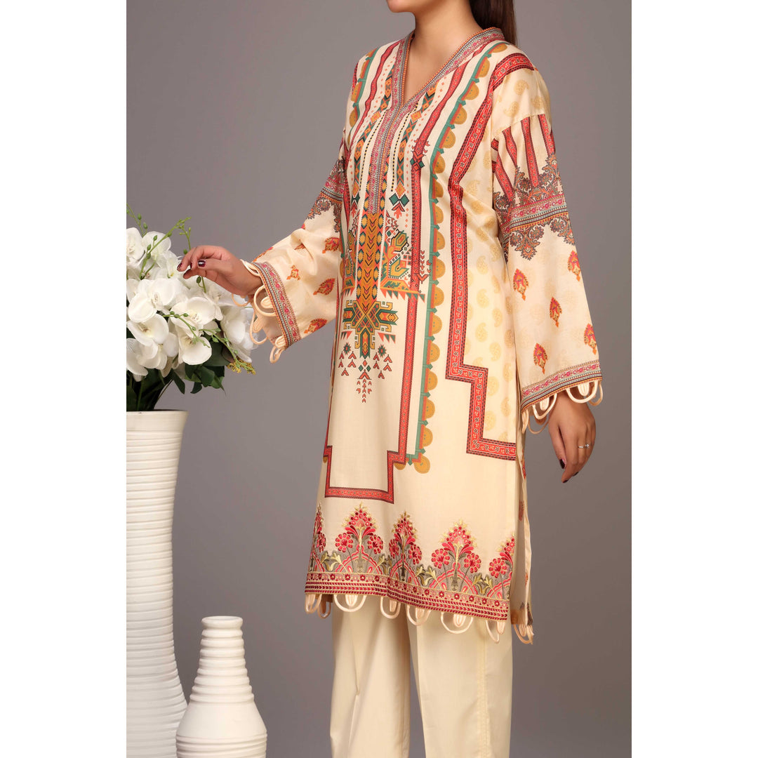 Beige Color Digital Printed Lawn Shirt PS2232