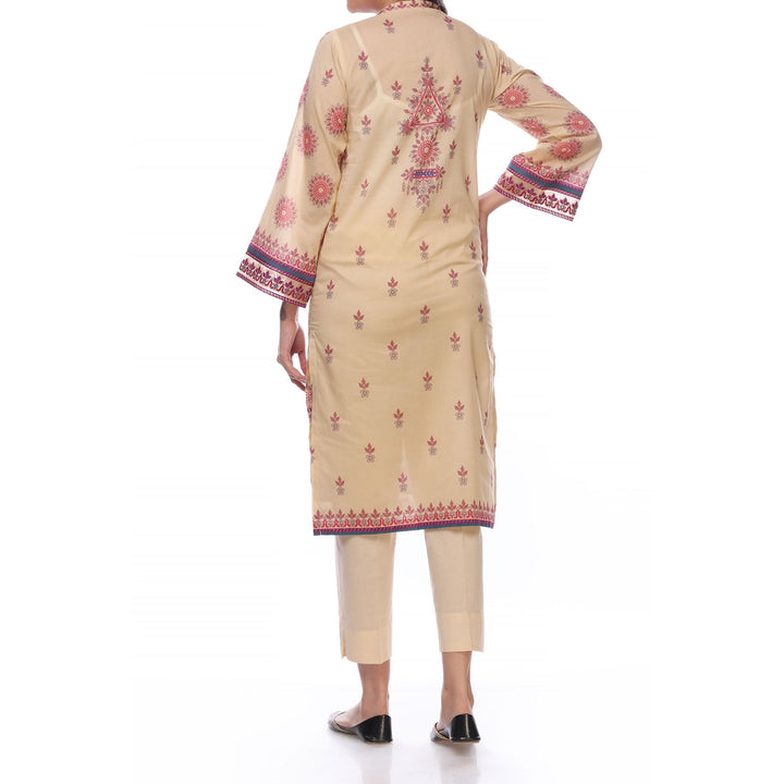 Digital Printed Lawn Shirt With Embroidered Lace for Cuff and Bottom