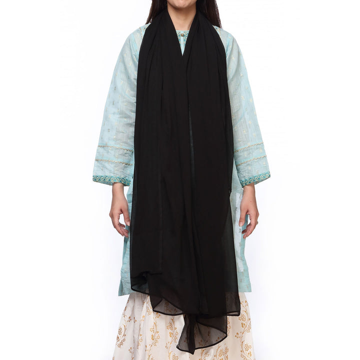 Black Color Plain Dyed Chiffon Dupatta PS270201