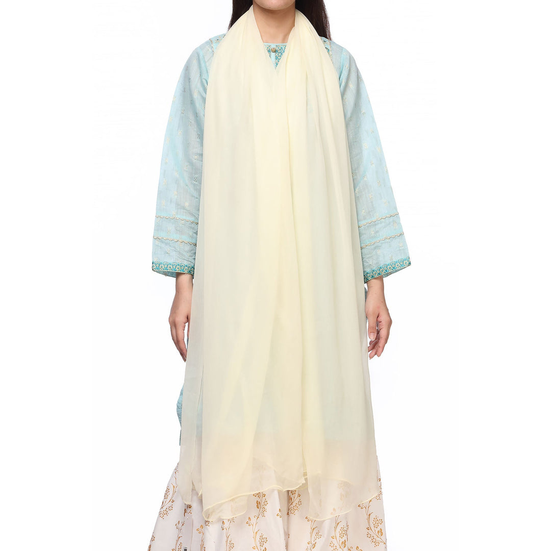 Cream Color Plain Dyed Chiffon Dupatta PS270208